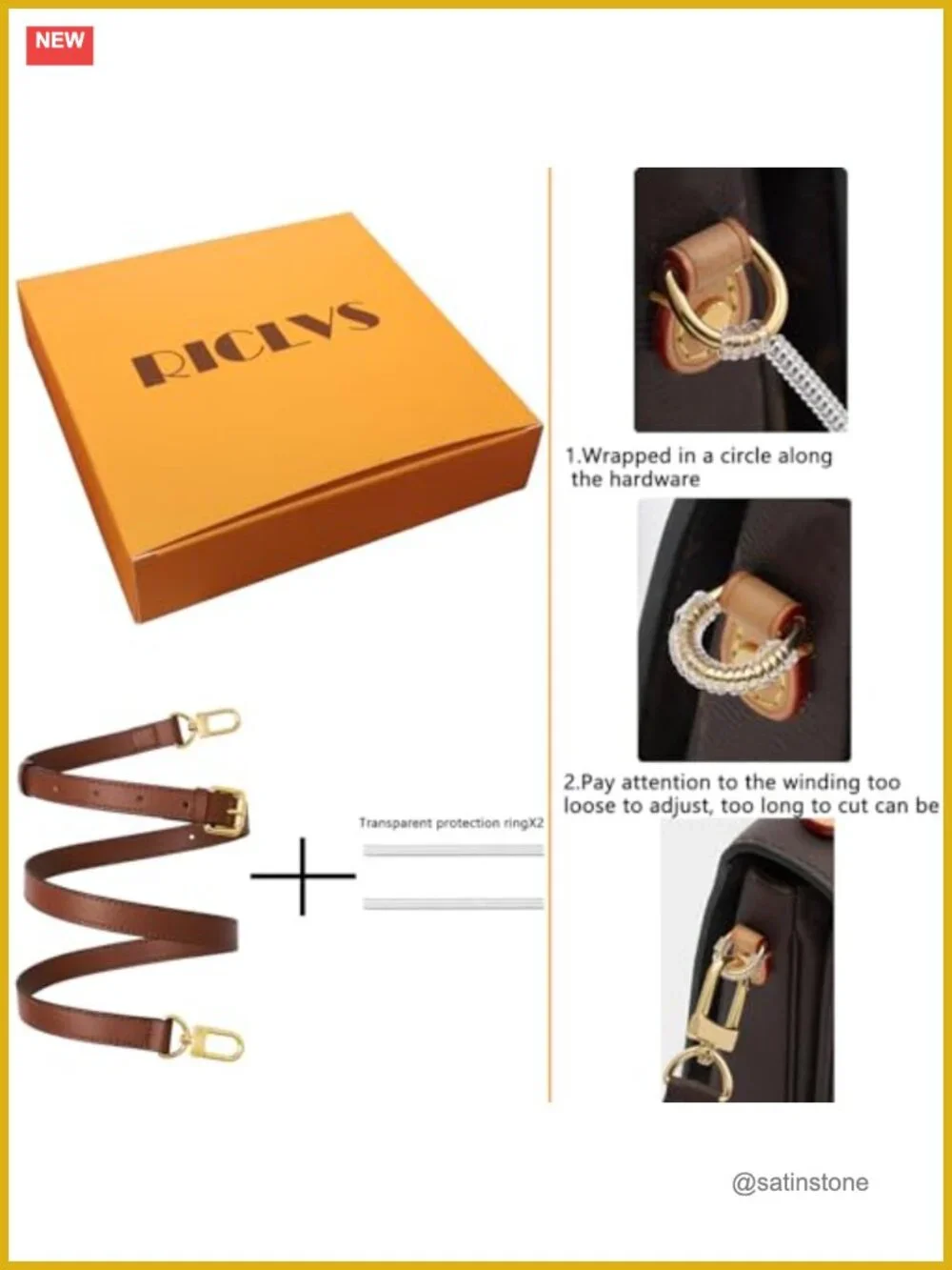 Genuine Vachetta Leather Adjustable Replacement Crossbody Strap for Handbag